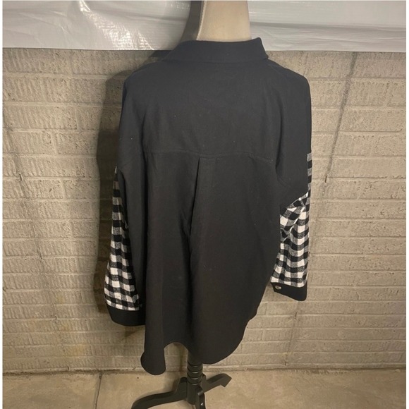 Haptics by Holly Harper Black Buffalo Plaid Sleeve Shirt Jacket Womens 1X - Picture 4 of 5